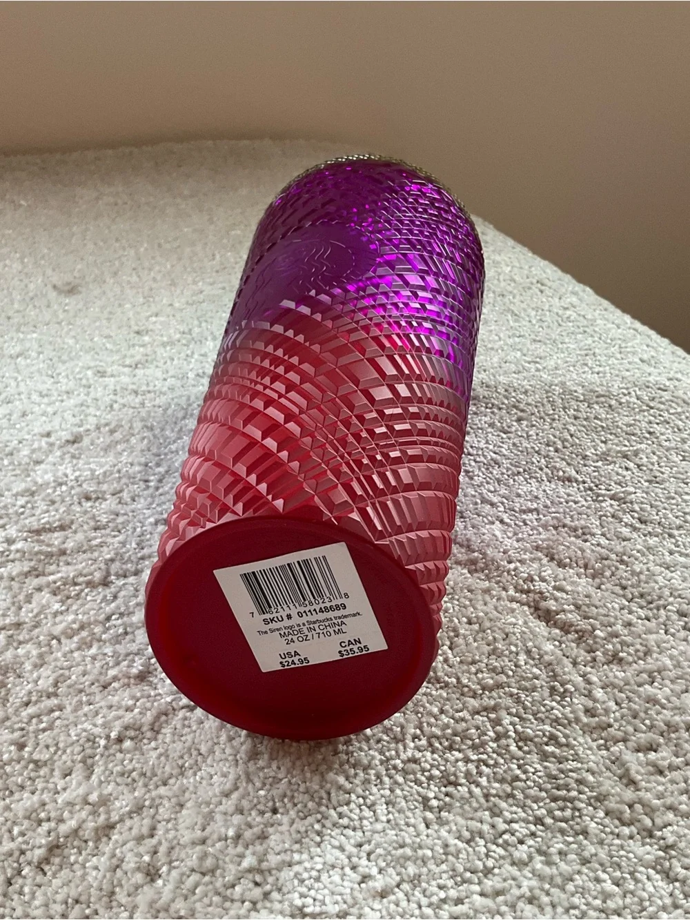 Starbucks Pink Purple Ombre Textured Tumbler with Straw